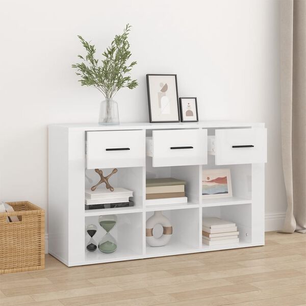 vidaXL Buffet Blanc brillant 100x30x59,5 cm Bois d'ing&eacute;nierie