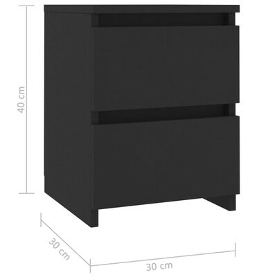 vidaXL Tables de chevet 2 pcs Noir 30x30x40 cm Bois d'ingénierie