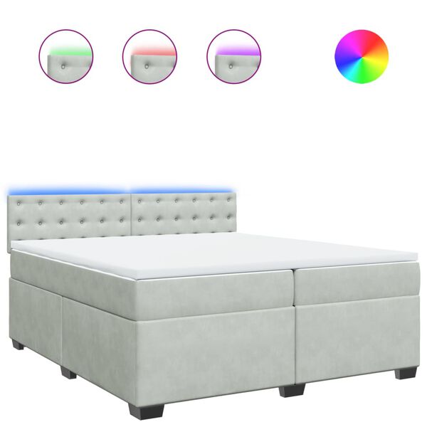 vidaXL Sommier &agrave; lattes de lit et matelas Gris clair 200x200cm Velours