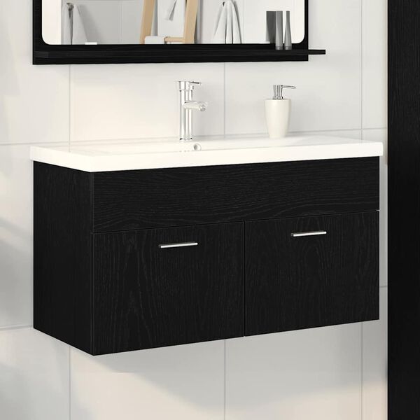 vidaXL Cabinet de salle de bain Ch&ecirc;ne noir 90 x 38,5 x 46 cm