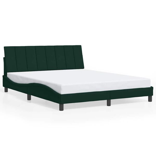 vidaXL Cadre de lit sans matelas Hanko vert fonc&eacute; 160x200 cm velours