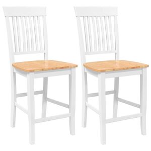 vidaXL Tabourets de bar (lot de 2) en bois massif blanc et caoutchouc