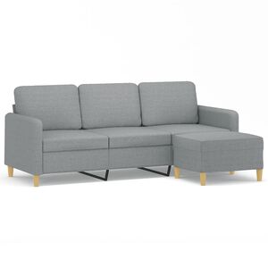 vidaXL Canap&eacute; &agrave; 3 places avec repose-pieds Gris clair 180 cm Tissu