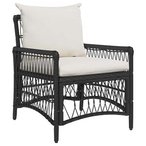 vidaXL Chaise de jardin avec coussin Noir 73 x 61 x 77 cm polyrotin