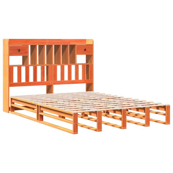 vidaXL Lit biblioth&egrave;que sans matelas cire marron 140x200 cm pin massif