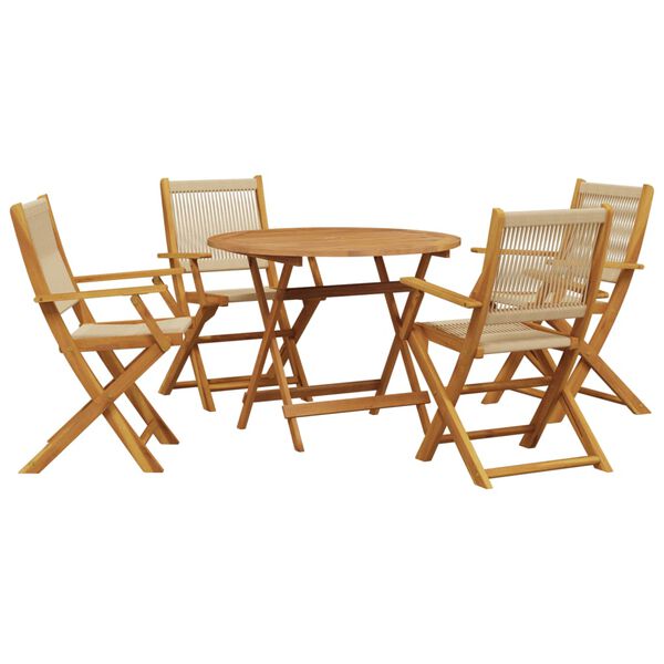 vidaXL Ensemble à manger de jardin 5pcs beige polypropylène et bois