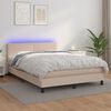vidaXL Sommier &agrave; lattes de lit avec matelas LED Cappuccino 140x200 cm