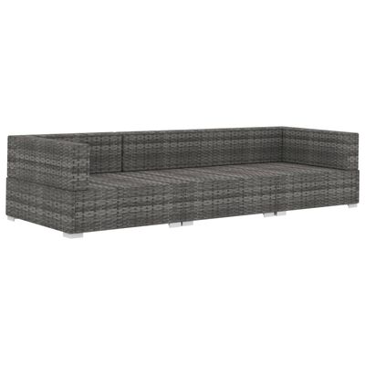 vidaXL Salon de jardin 3 pcs avec coussins Résine tressée Gris