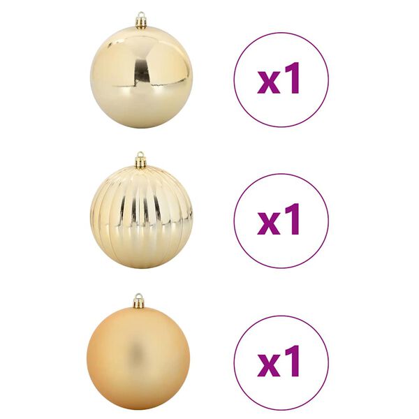 vidaXL Ensemble de Boules de Noël 3 pcs Doré Plastique