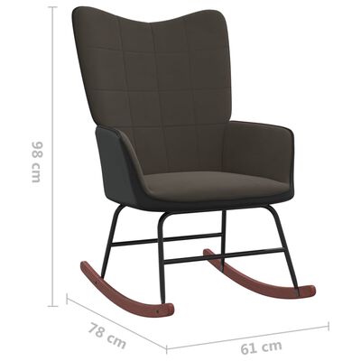 vidaXL Chaise à bascule Gris foncé Velours et PVC