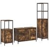 vidaXL Ensemble de mobilier de salle de bain 3 pc Ch&ecirc;ne fum&eacute; et noir