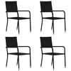 vidaXL Chaise &agrave; d&icirc;ner de jardin empilable lot de 4 noir r&eacute;sine tress&eacute;e
