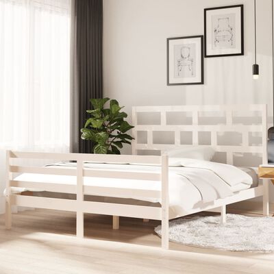 vidaXL Cadre de lit Blanc Bois de pin massif 160x200 cm