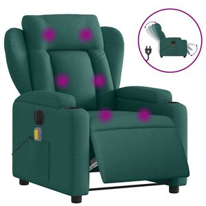 vidaXL Fauteuil de massage inclinable &eacute;lectrique Vert fonc&eacute; Tissu