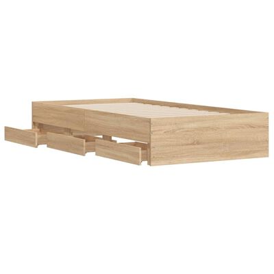vidaXL Cadre de lit et tiroirs chêne sonoma 90x190cm bois d'ingénierie