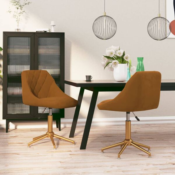 vidaXL Chaises pivotantes &agrave; manger lot de 2 marron velours