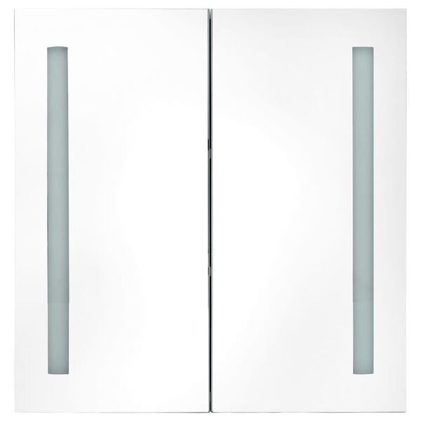 vidaXL Armoire de salle de bain &agrave; miroir LED Blanc brillant 62x14x60cm