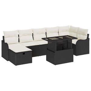 vidaXL Ensemble de canap&eacute; de jardin 8 pc Noir polyrotin