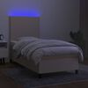 vidaXL Sommier &agrave; lattes de lit et matelas et LED Cr&egrave;me 90x190 cm Tissu