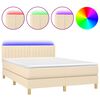 vidaXL Sommier &agrave; lattes de lit avec matelas LED Cr&egrave;me 140x200 cm Tissu