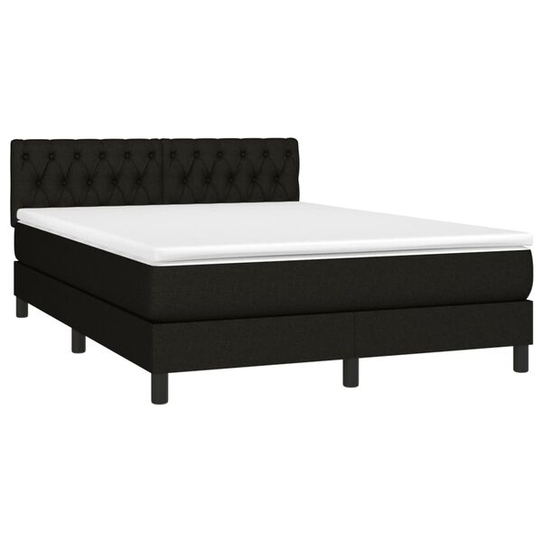 vidaXL Sommier &agrave; lattes de lit avec matelas LED Noir 140x200 cm Tissu