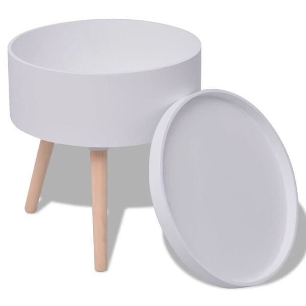 vidaXL Table auxiliaire avec plateau rond 39,5 x 44,5 cm Blanc
