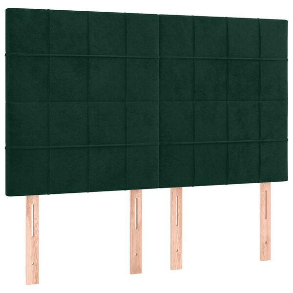 vidaXL T&ecirc;te de lit Vert fonc&eacute; 144 x 5 x 118/128 cm Velours