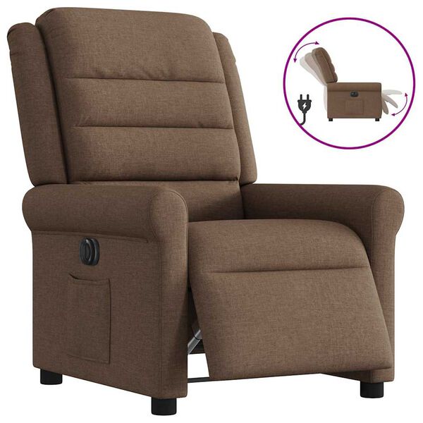 vidaXL Fauteuil inclinable &eacute;lectrique Marron Tissu