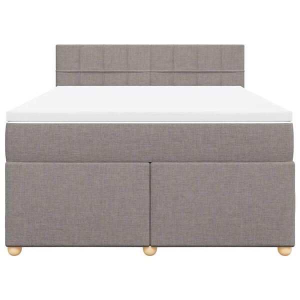 vidaXL Sommier &agrave; lattes de lit avec matelas Taupe 140x190 cm Tissu