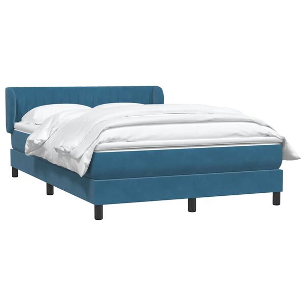 vidaXL Sommier &agrave; lattes de lit et matelas bleu fonc&eacute; 140x210cm velours