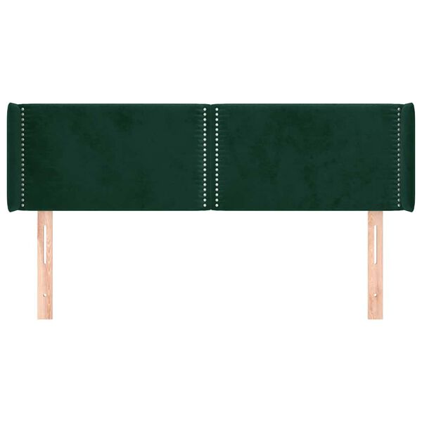vidaXL T&ecirc;te de lit avec oreilles Vert fonc&eacute; 147x16x78/88 cm Velours