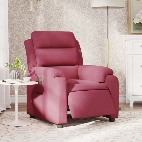 vidaXL Fauteuil inclinable électrique rouge bordeaux velours
