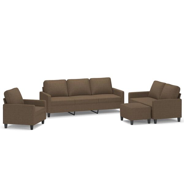 vidaXL Ensemble de canap&eacute;s 4 pcs avec coussins Marron Tissu