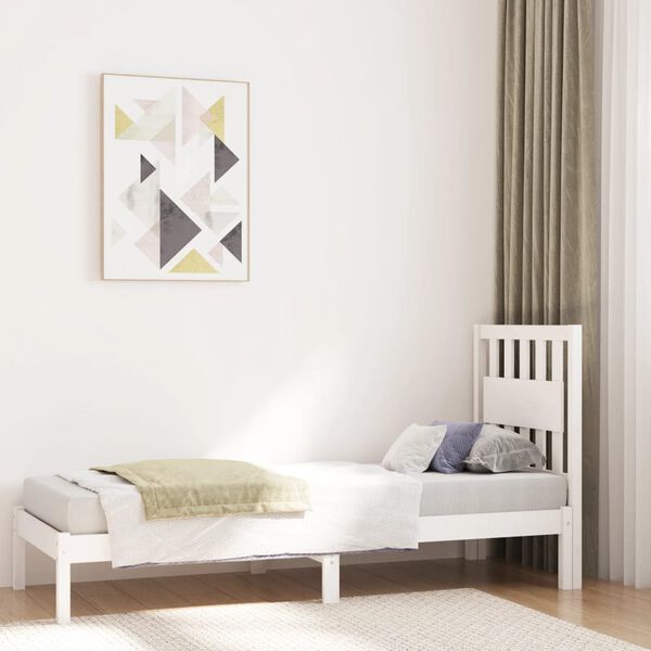 vidaXL Cadre de lit sans matelas blanc bois massif