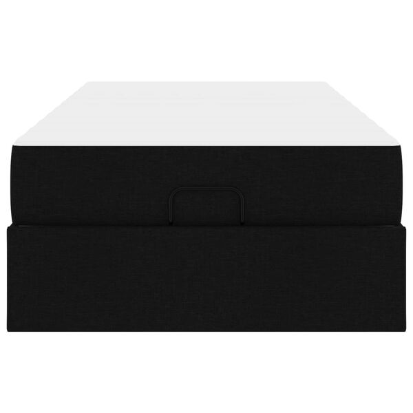 vidaXL Cadre de lit avec matelas avec matelas 2 pcs Noir tissu