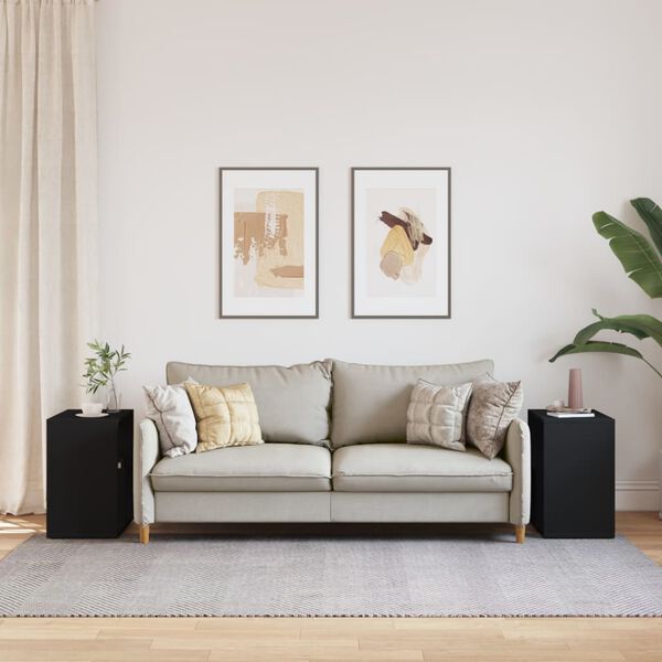 vidaXL Tables d'appoint 2 pcs noir 50x30x50 cm bois d&rsquo;ing&eacute;nierie