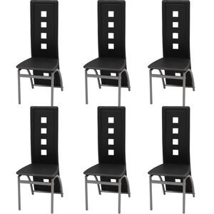 vidaXL Chaises &agrave; manger lot de 6 noir similicuir