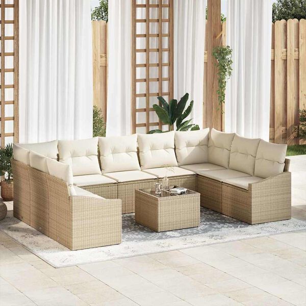 vidaXL Ensemble de canap&eacute; de jardin Beige et cr&egrave;me polyrotin