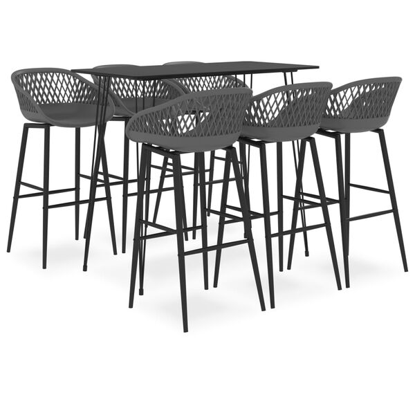 vidaXL Ensemble de bar 7 pcs Noir et gris
