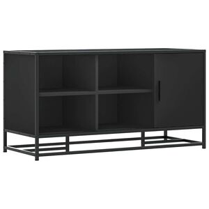 vidaXL Banc &agrave; chaussures noir 100x40x53,5cm bois d'ing&eacute;nierie et m&eacute;tal