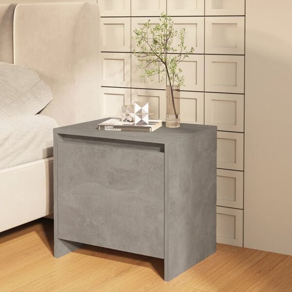 vidaXL Table de chevet gris b&eacute;ton 45x34x44,5 cm bois d'ing&eacute;nierie