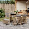 vidaXL Ensemble &agrave; manger de jardin et coussins 9 pcs m&eacute;lange beige