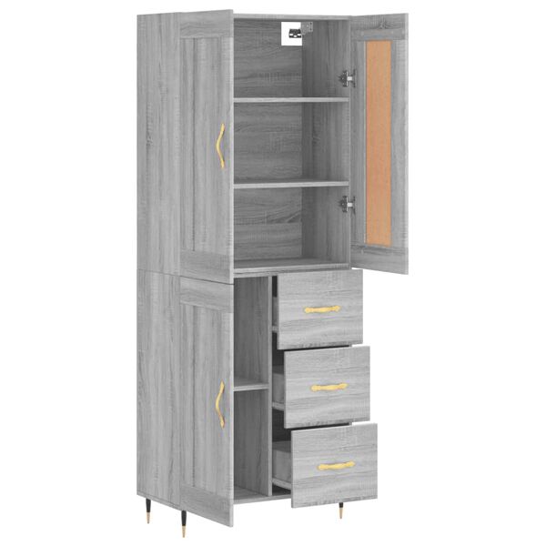 vidaXL Buffet haut Sonoma gris 69,5x34x180 cm Bois d'ing&eacute;nierie