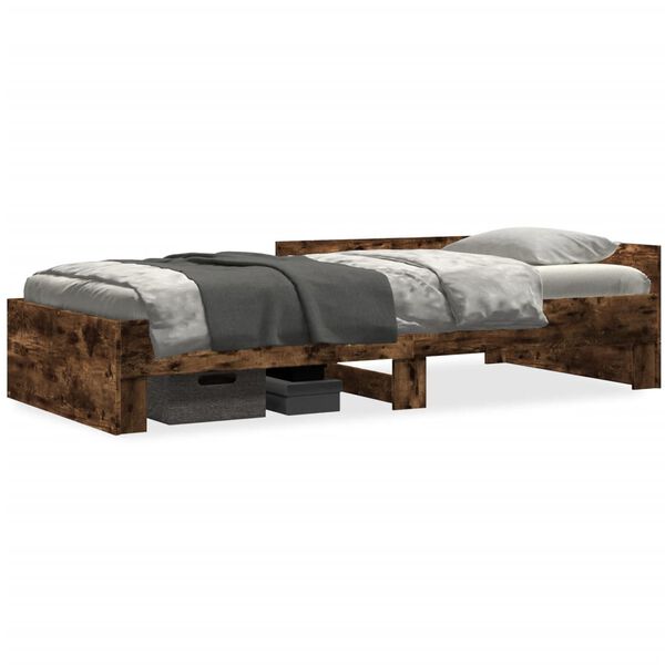 vidaXL Cadre de lit sans matelas ch&ecirc;ne fum&eacute; 100x200 cm bois ing&eacute;nierie