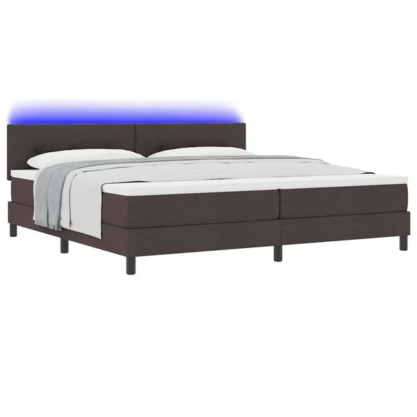 vidaXL Lit &agrave; ressorts avec matelas Marron fonc&eacute; 200 x 200 cm tissu