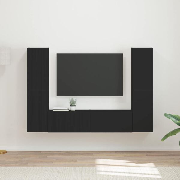 vidaXL Ensemble meuble TV 6 pcs Noir Bois d'ing&eacute;nierie