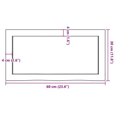 vidaXL Comptoir de salle de bain marron 60x30x(2-4) cm bois traité