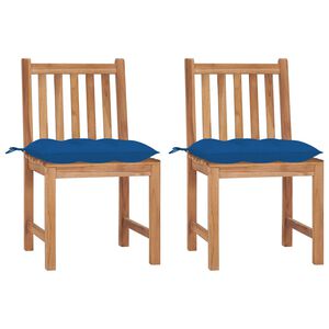 vidaXL Chaises de jardin lot de 2 avec coussins Bois de teck massif