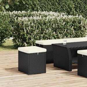 vidaXL Pouf avec coussin noir 40x30x40 cm r&eacute;sine tress&eacute;e