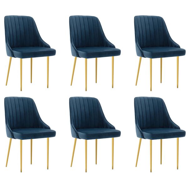 vidaXL Chaises &agrave; manger lot de 6 bleu velours